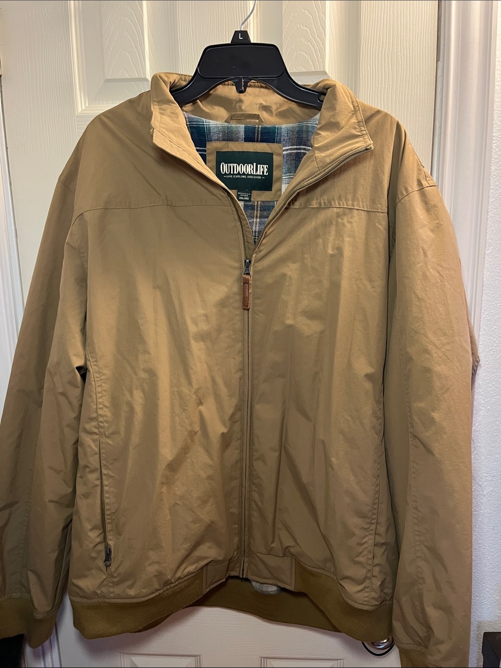 Outdoor Life Men's Khaki Zip-Up Bomber Jacket